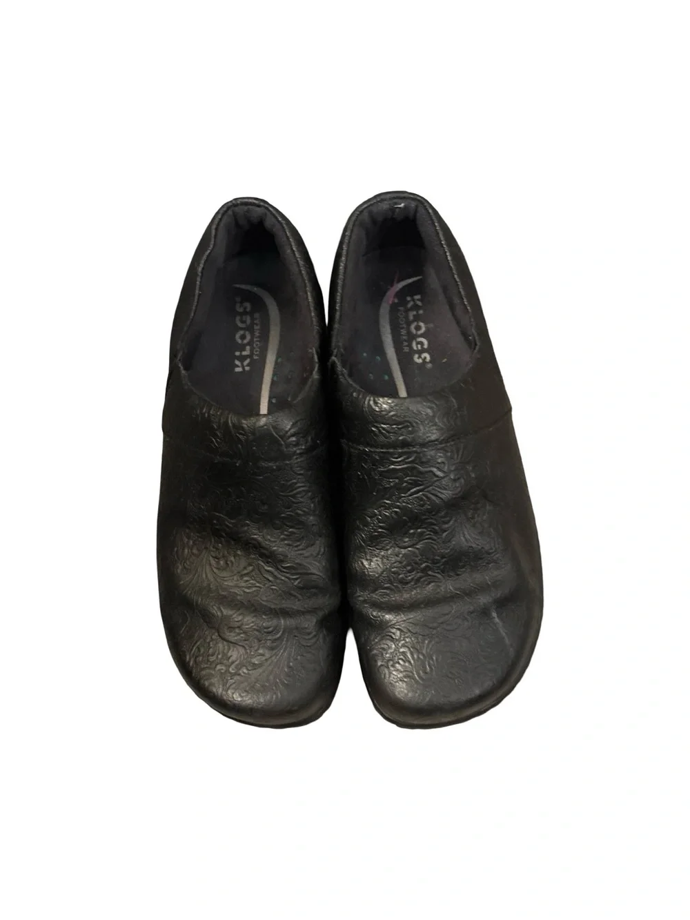 Women’s Black Slip-On Leather Boho Gorpcore Slip Resistant Clogs Size 7.5